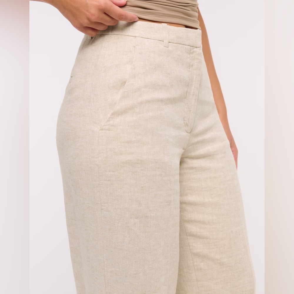 Abercrombie & Fitch Curve Love Tailored Linen-Blend Wide Leg Pant Size 33 / 16 - Picture 3 of 13
